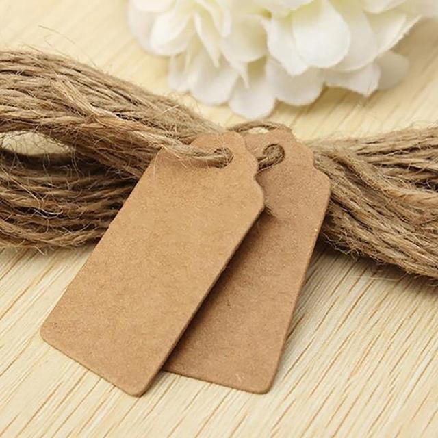 100pcs Kraft Paper Tags with Jute Twine DIY Gifts Crafts Price Luggage Name  Tags Sewing DIY Garment Labels 4*2CM kraft paper tag - AliExpress